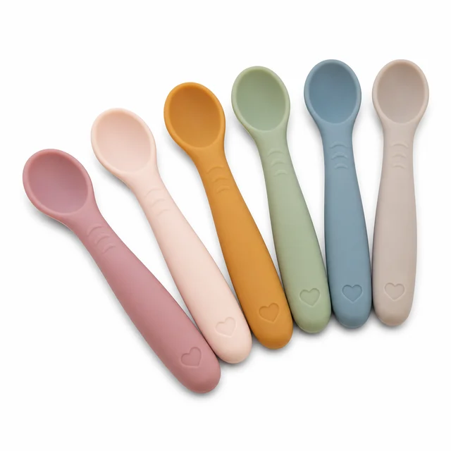 Mothercare Silicone Feeding Spoon Set — six soft-tip first-feeding spoons