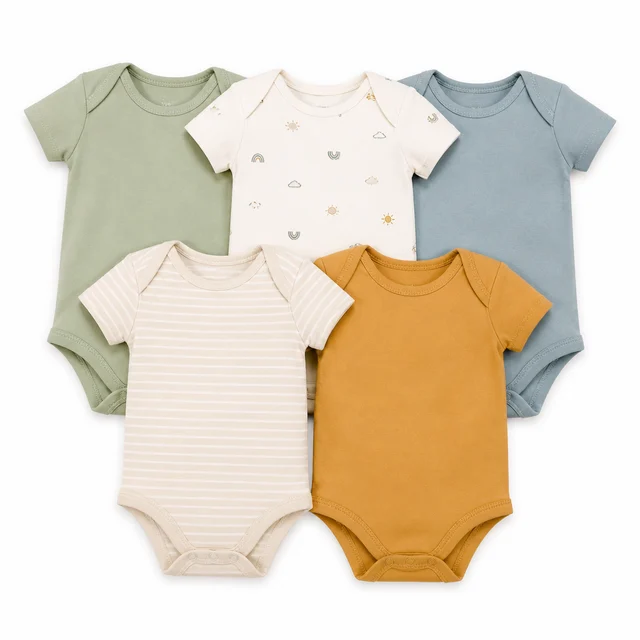 Mothercare Baby Bodysuit Multipack — five short-sleeve cotton bodysuits