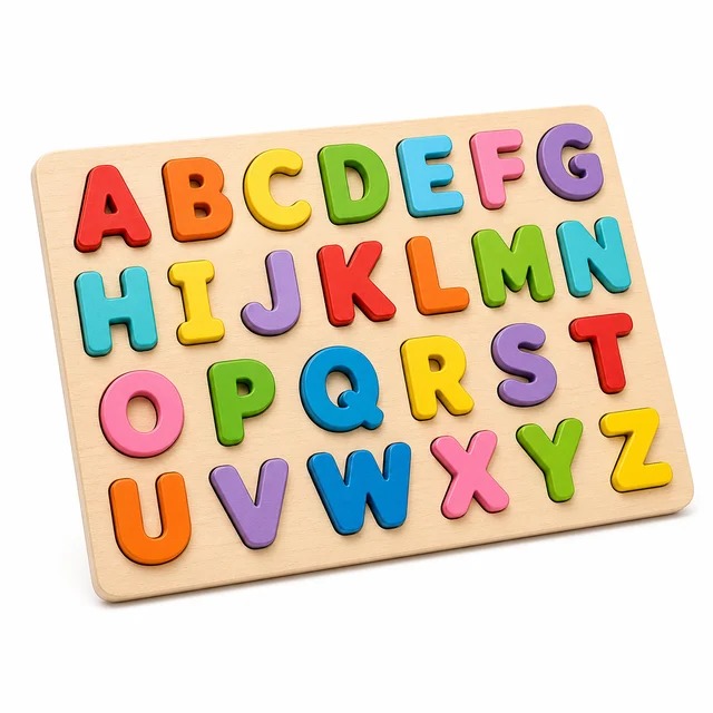 Generic Wooden Alphabet Puzzle Board — 26-piece letter matching learning puzzle