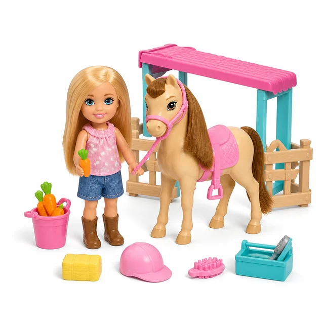 Barbie Chelsea Doll and Accessories — small doll with themed play pieces